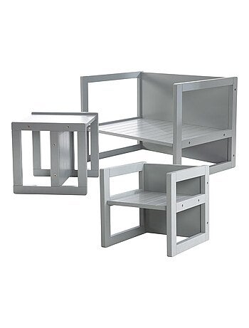 Conjunto mesa y sillas infantil - set convertible en banco y taburete - 3 alturas de asiento 'Roba'