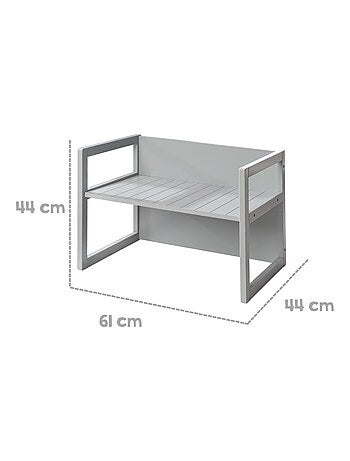Conjunto mesa y sillas infantil - set convertible en banco y taburete - 3 alturas de asiento 'Roba'