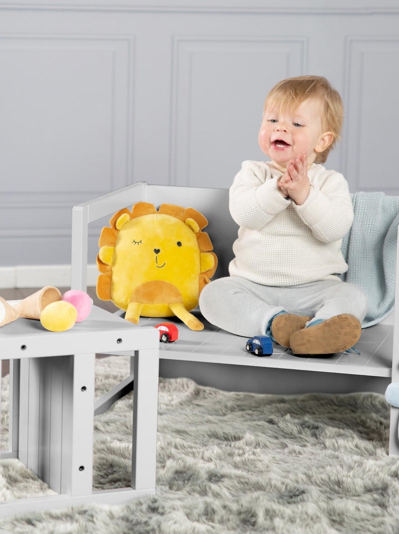 Conjunto mesa y sillas infantil - set convertible en banco y taburete - 3 alturas de asiento 'Roba' Gris - Kiabi