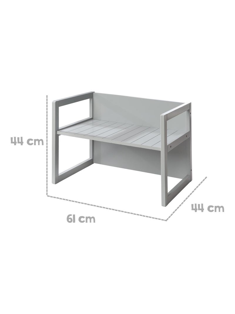 Conjunto mesa y sillas infantil - set convertible en banco y taburete - 3 alturas de asiento 'Roba' Gris - Kiabi