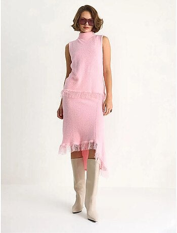 Conjunto midi de cuello alto y punto grueso lucci