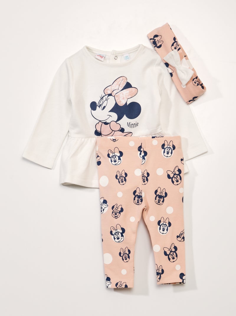 Conjunto 'Minnie' - 3 piezas gris/rosa - Kiabi