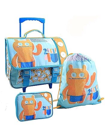 Conjunto mochila escolar con ruedas 41 cm + bolsa de deporte + estuche uglydolls