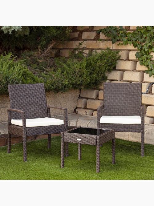 Conjunto muebles terraza con sillones y mesita ratán aktive - Kiabi