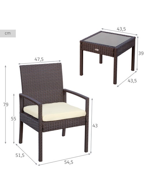 Conjunto muebles terraza con sillones y mesita ratán aktive - Kiabi