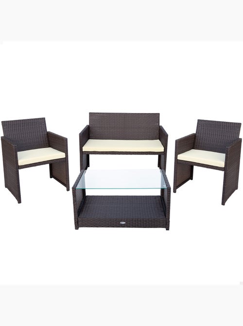 Conjunto muebles terraza ratán 3 sillones y 1 mesa aktive - Kiabi