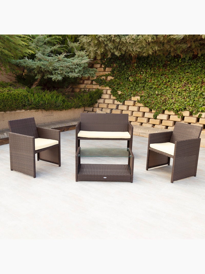 Conjunto muebles terraza ratán 3 sillones y 1 mesa aktive Marrón/ Marrón - Kiabi