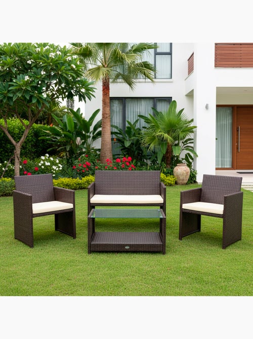 Conjunto muebles terraza ratán 3 sillones y 1 mesa aktive - Kiabi