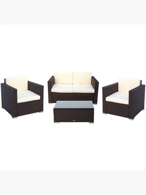 Conjunto muebles terraza sillones, sofá y mesita ratán aktive - Kiabi
