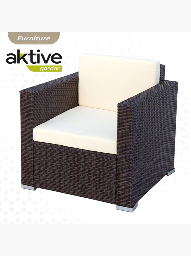 Conjunto muebles terraza sillones, sofá y mesita ratán aktive Marrón/ Marrón - Kiabi