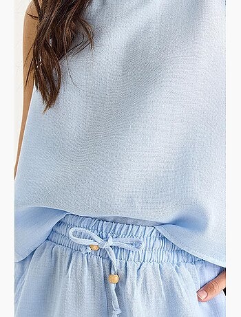 Conjunto muselina, blusa tirantes y short con bolsillos lucci
