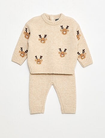 Conjunto Navideño Jersey + leggings de punto con dibujo