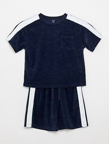 Conjunto Pantalón corto + camiseta con bandas a contraste