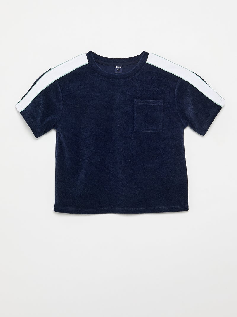 Conjunto Pantalón corto + camiseta con bandas a contraste Azul - Kiabi