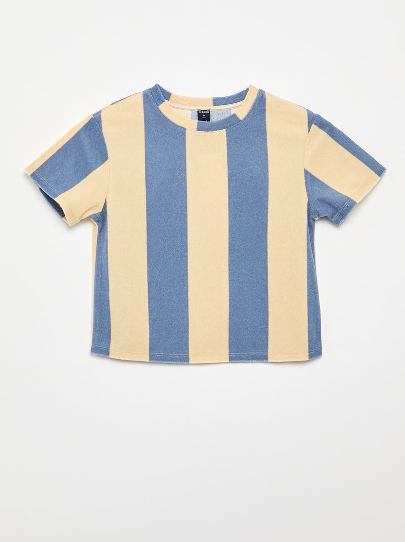 Conjunto Pantalón corto + camiseta de punto de rizo Azul - Kiabi