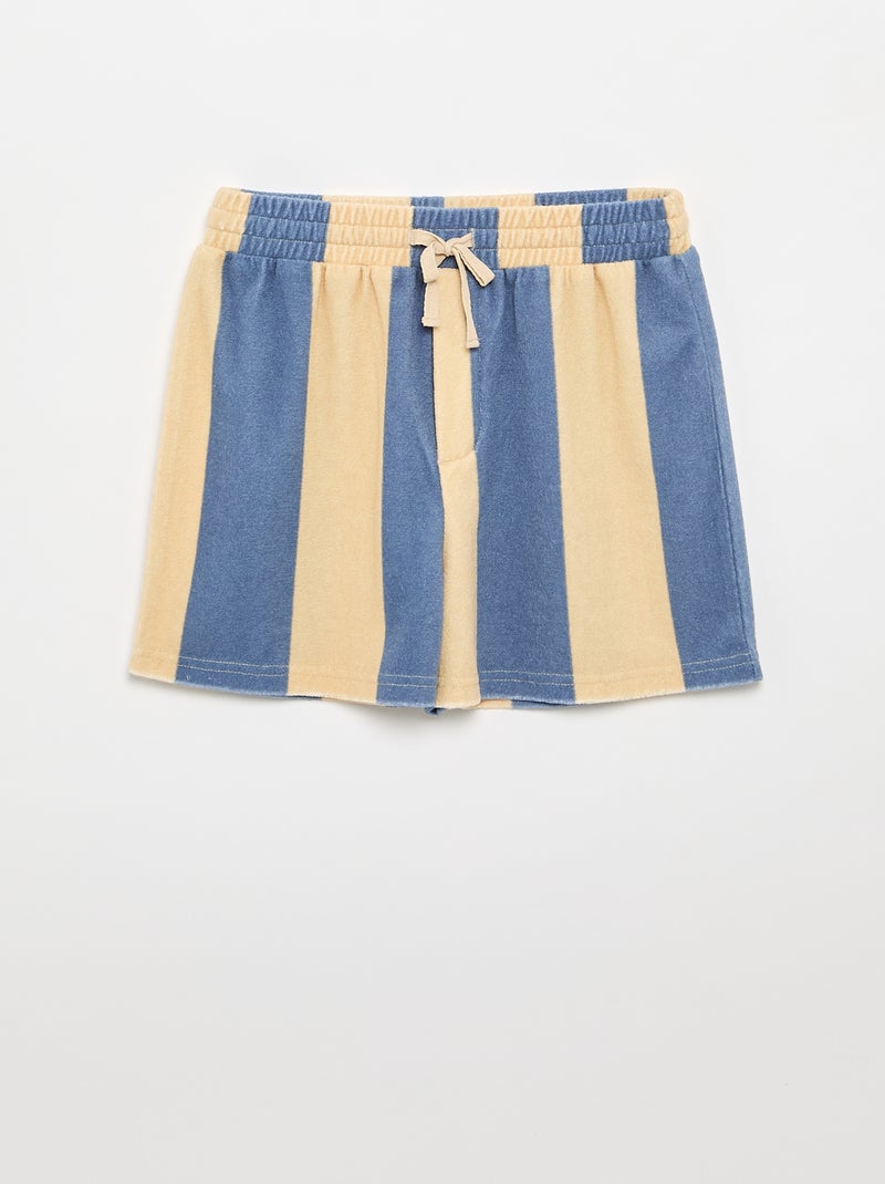 Conjunto Pantalón corto + camiseta de punto de rizo Azul - Kiabi
