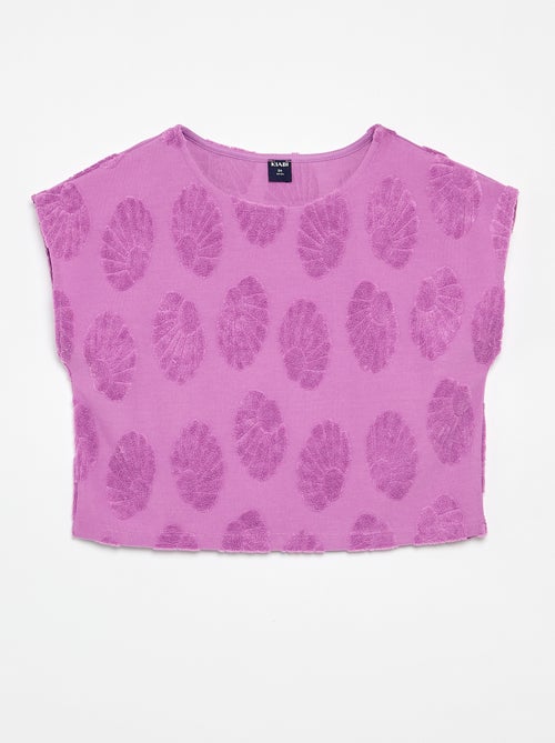 Conjunto Pantalón corto y camiseta con detalles de punto de rizo - Kiabi