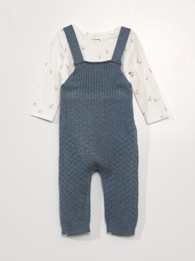 Conjunto para bebé con body + peto - 2 piezas BEIGE - Kiabi