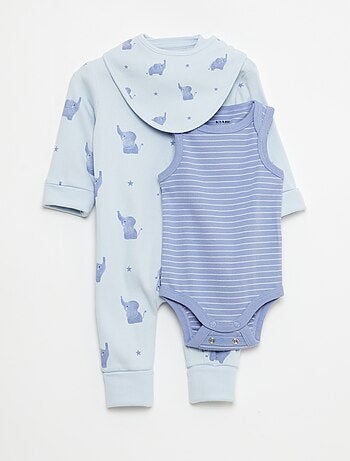 Conjunto pelele + babero + body - 3 piezas
