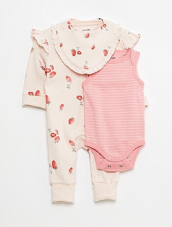 Conjunto pelele + babero + body - 3 piezas