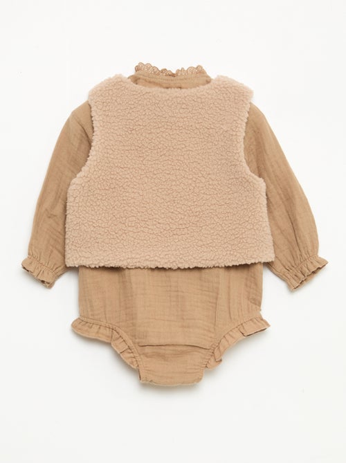 Conjunto pelele + chaleco + leotardos - Kiabi