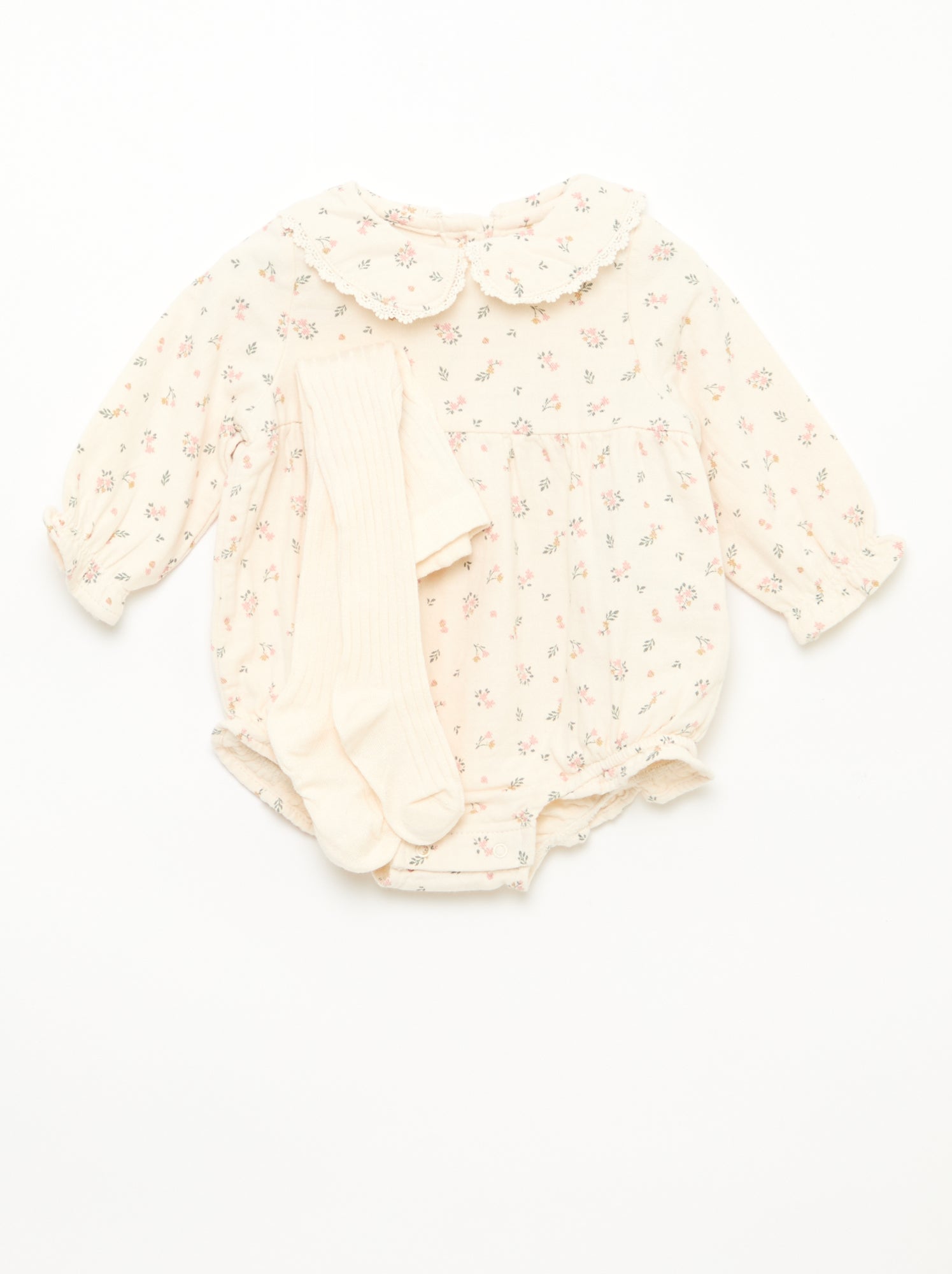 Conjunto pelele floreado + leotardos