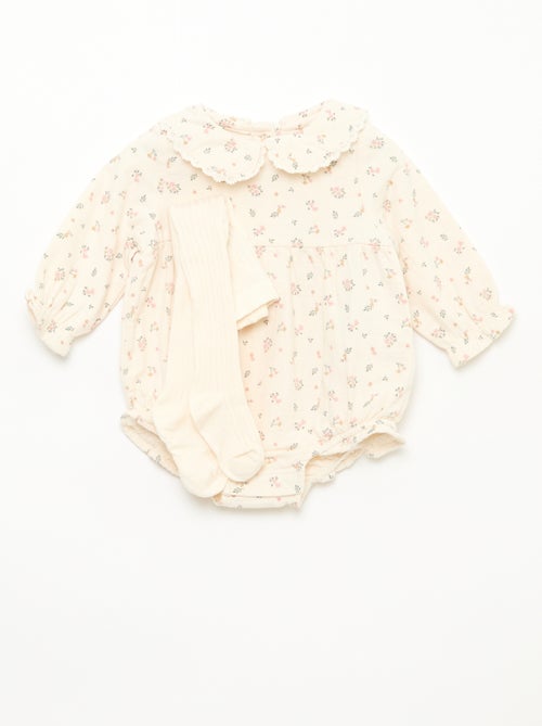 Conjunto pelele floreado + leotardos - Kiabi Conjunto pelele floreado + leotardos - Kiabi