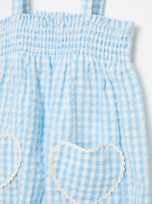 Conjunto pelele + sombrero tipo pescador con estampado vichy - 2 piezas - Kiabi