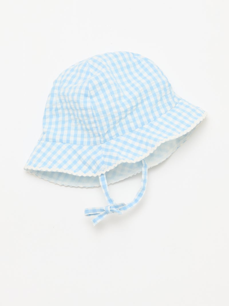 Conjunto pelele + sombrero tipo pescador con estampado vichy - 2 piezas Blanco - Kiabi