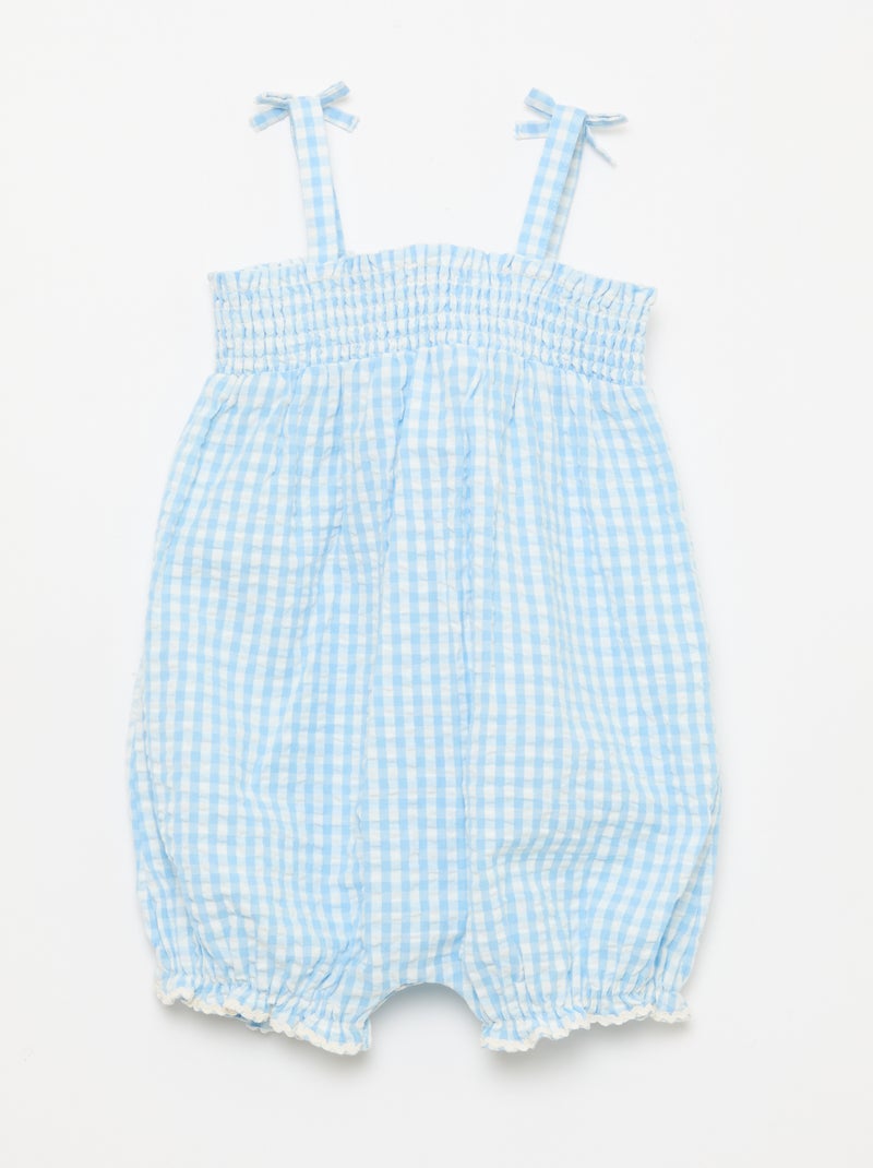Conjunto pelele + sombrero tipo pescador con estampado vichy - 2 piezas Blanco - Kiabi