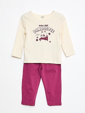 Conjunto pijama camiseta + leggings estampado - 2 piezas