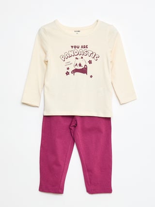 Conjunto pijama camiseta + leggings estampado - 2 piezas