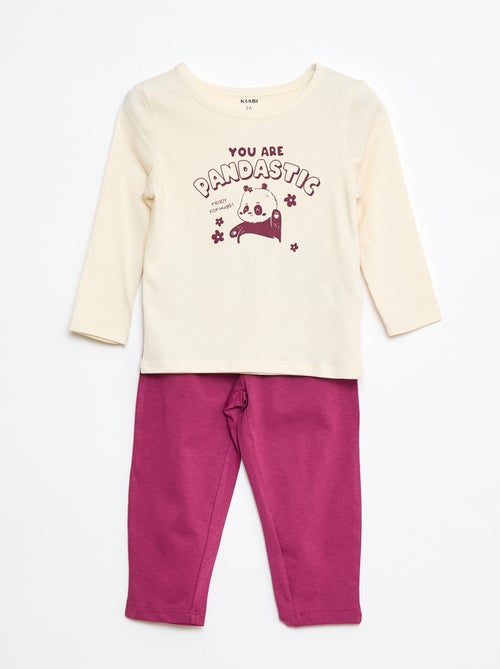 Conjunto pijama camiseta + leggings estampado - 2 piezas - Kiabi