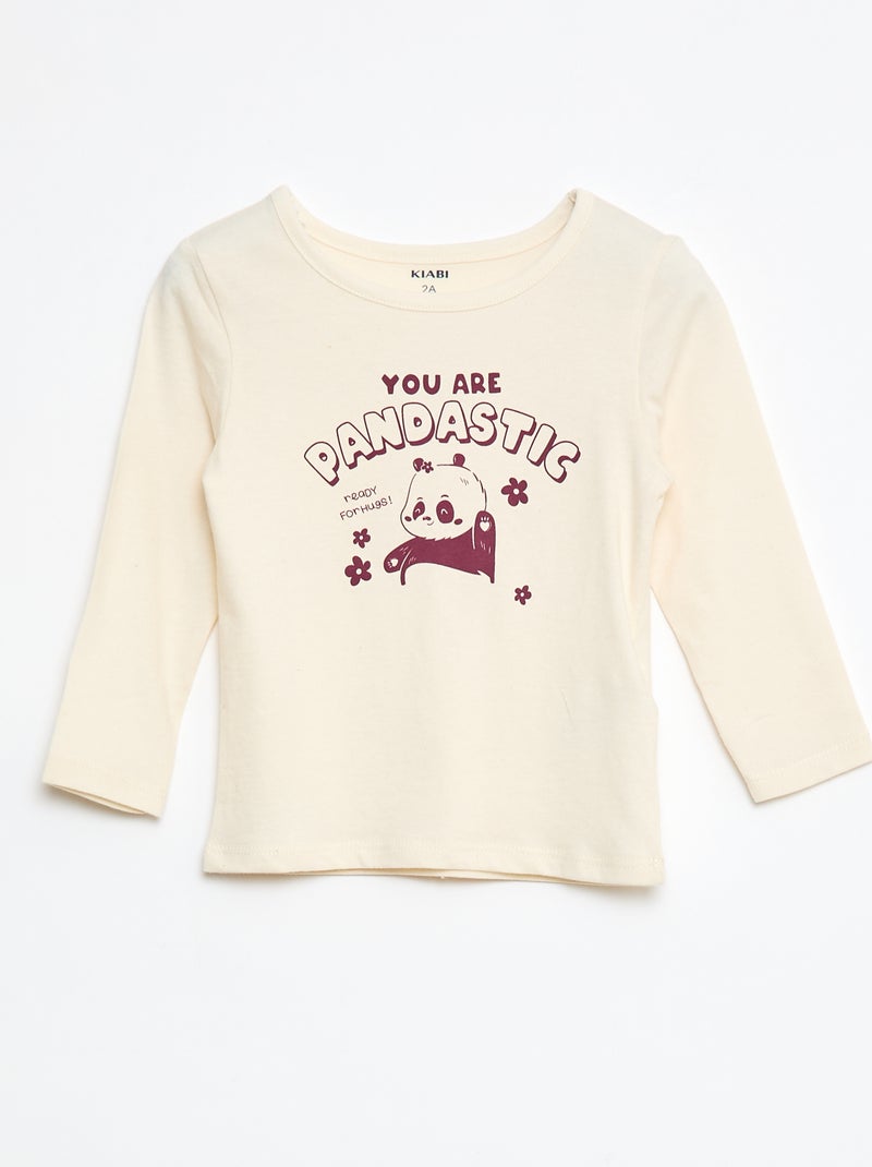 Conjunto pijama camiseta + leggings estampado - 2 piezas Beige - Kiabi