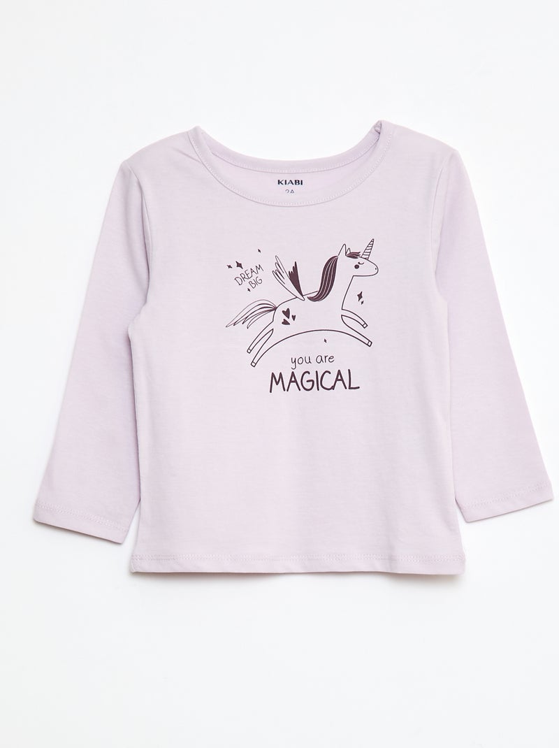 Conjunto pijama camiseta + leggings estampado - 2 piezas Purpura - Kiabi