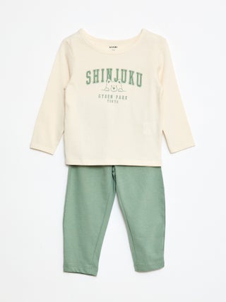 Conjunto pijama camiseta + leggings estampados - 2 piezas