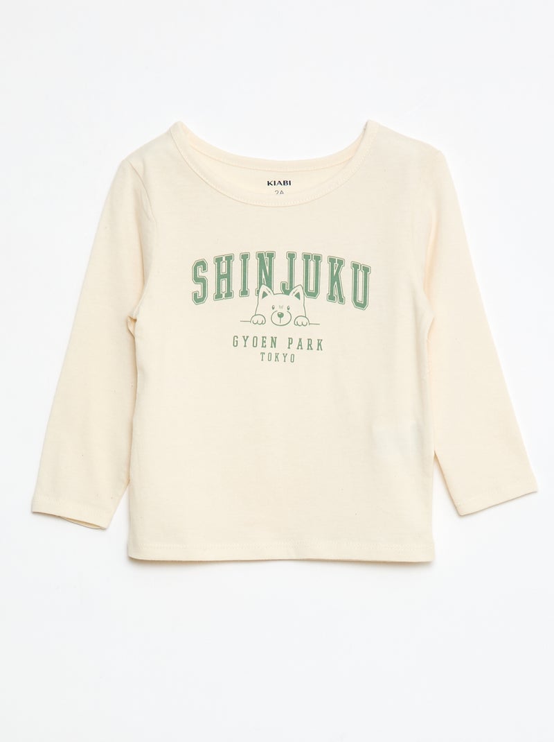 Conjunto pijama camiseta + leggings estampados - 2 piezas Beige - Kiabi