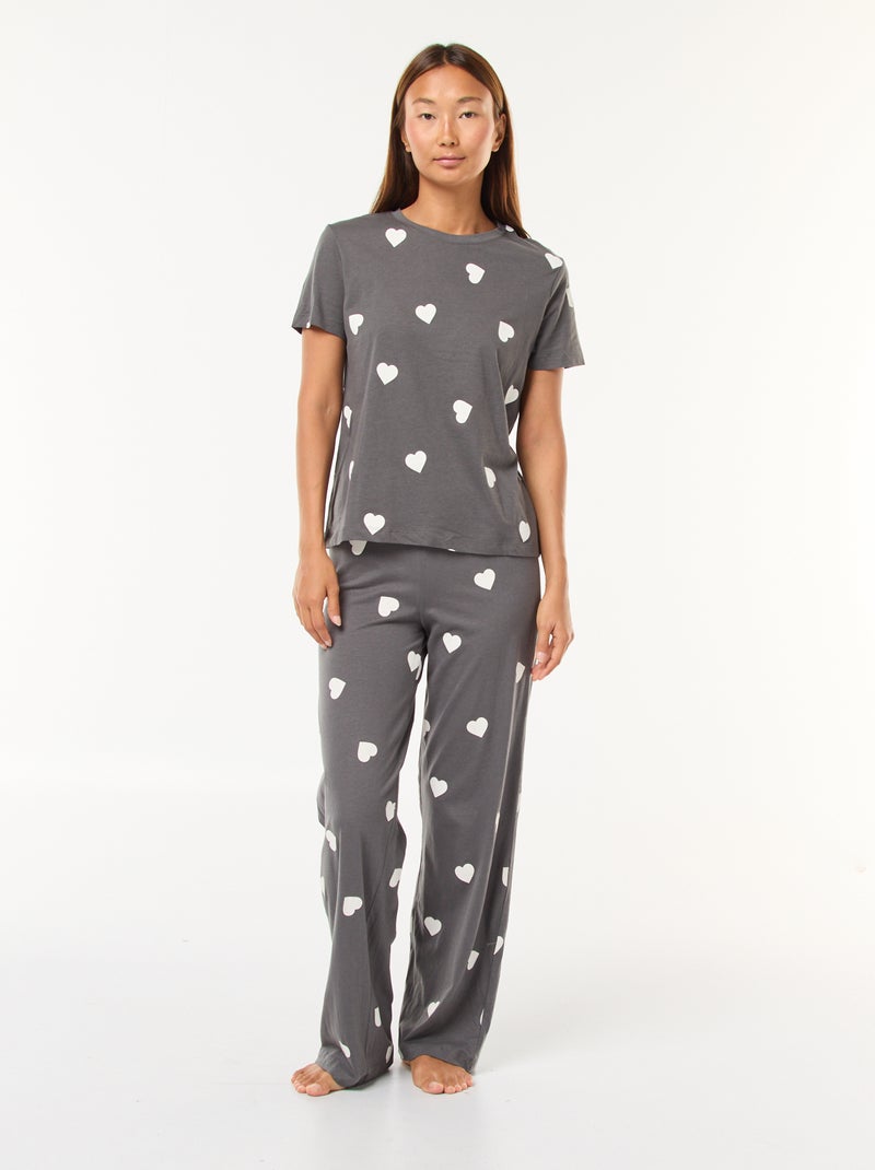 Conjunto pijama camiseta + pantalón - 2 piezas Gris - Kiabi
