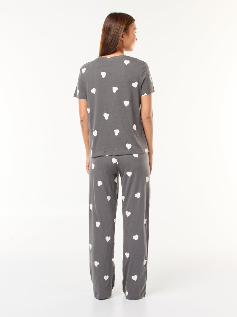 Conjunto pijama camiseta + pantalón - 2 piezas Gris - Kiabi