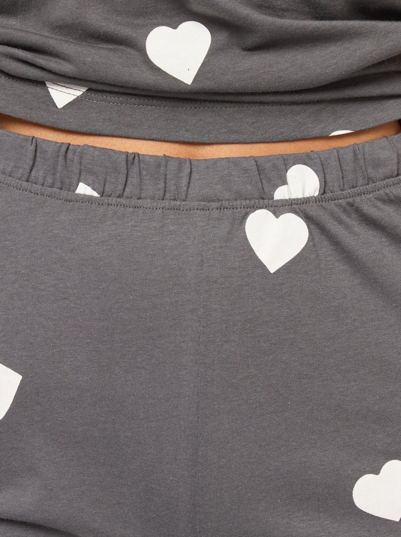 Conjunto pijama camiseta + pantalón - 2 piezas Gris - Kiabi