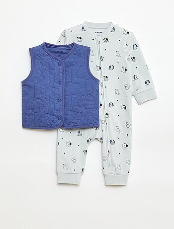 Conjunto pijama + chaleco acolchado