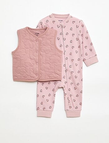 Conjunto pijama + chaleco acolchado