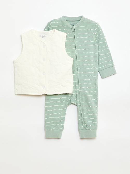 Conjunto pijama + chaleco acolchado - Kiabi