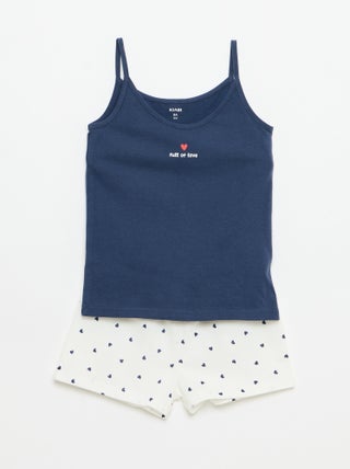 Conjunto pijama corto camiseta de tirantes + Pantalón corto - 2 piezas