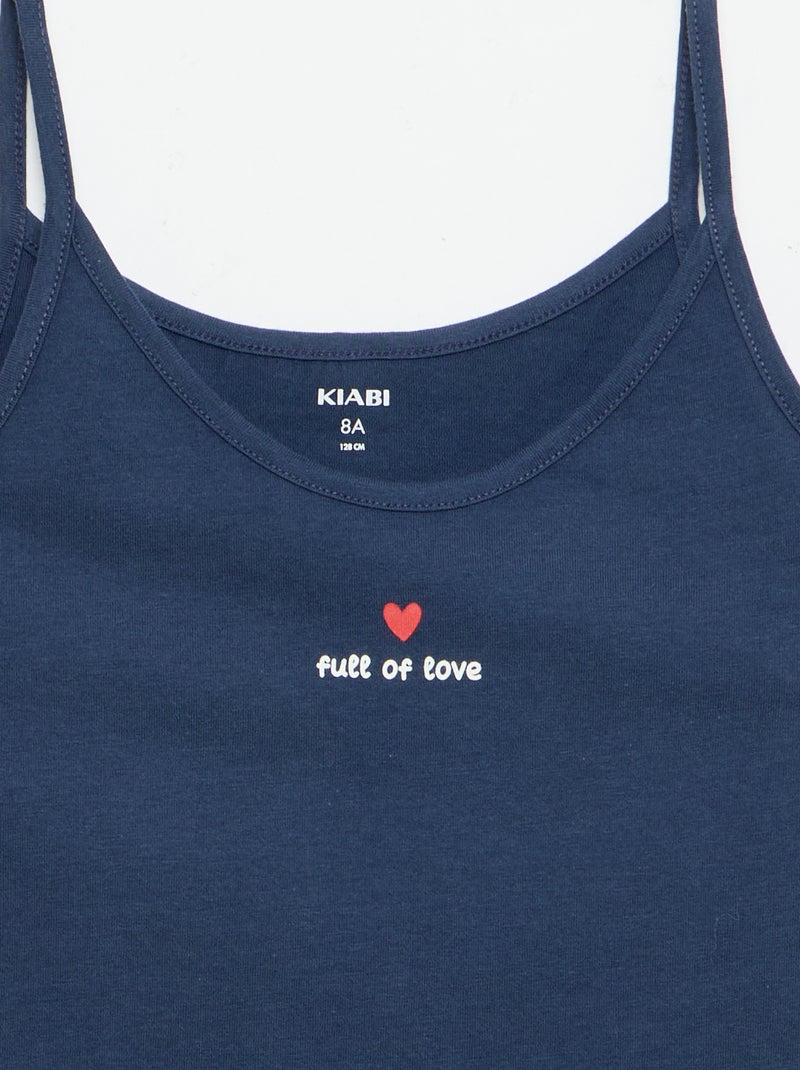 Conjunto pijama corto camiseta de tirantes + Pantalón corto - 2 piezas Azul - Kiabi