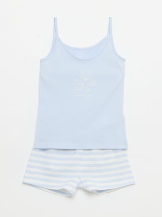 Conjunto pijama corto camiseta de tirantes + Pantalón corto - 2 piezas