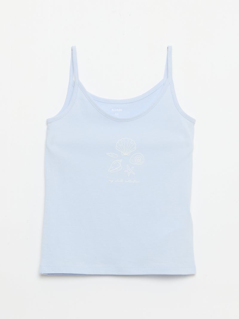 Conjunto pijama corto camiseta de tirantes + Pantalón corto - 2 piezas Azul - Kiabi