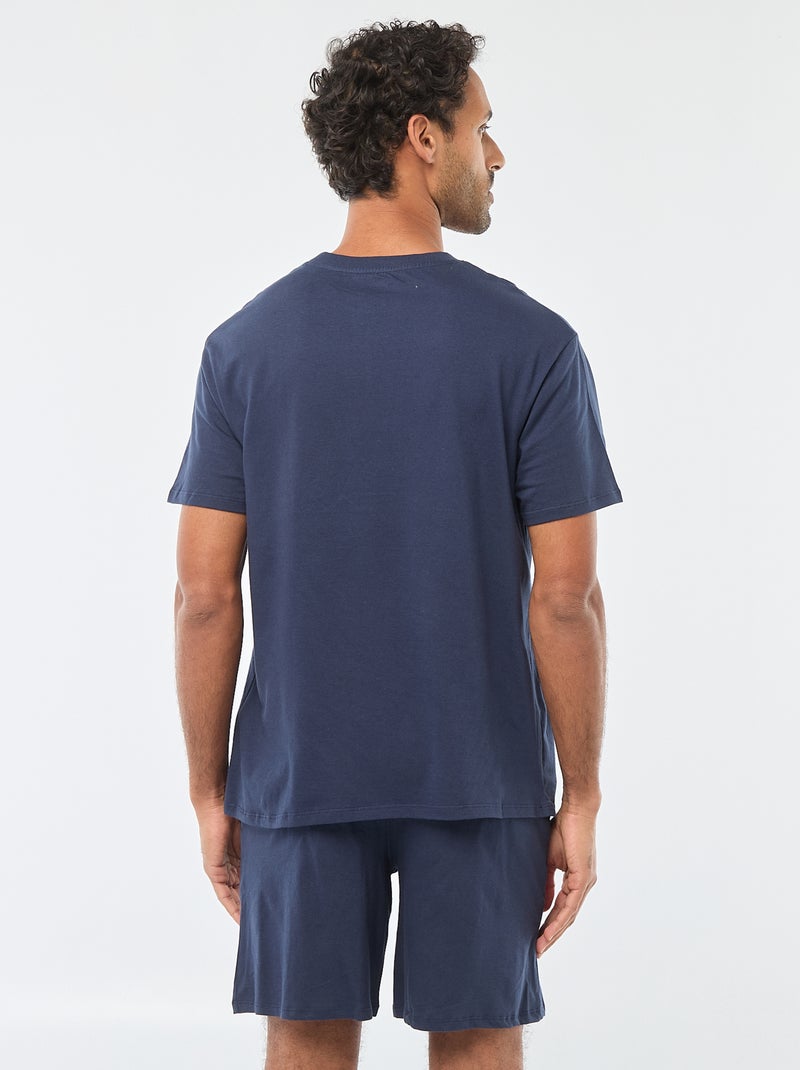 Conjunto pijama corto camiseta + pantalón corto - 2 piezas Azul - Kiabi