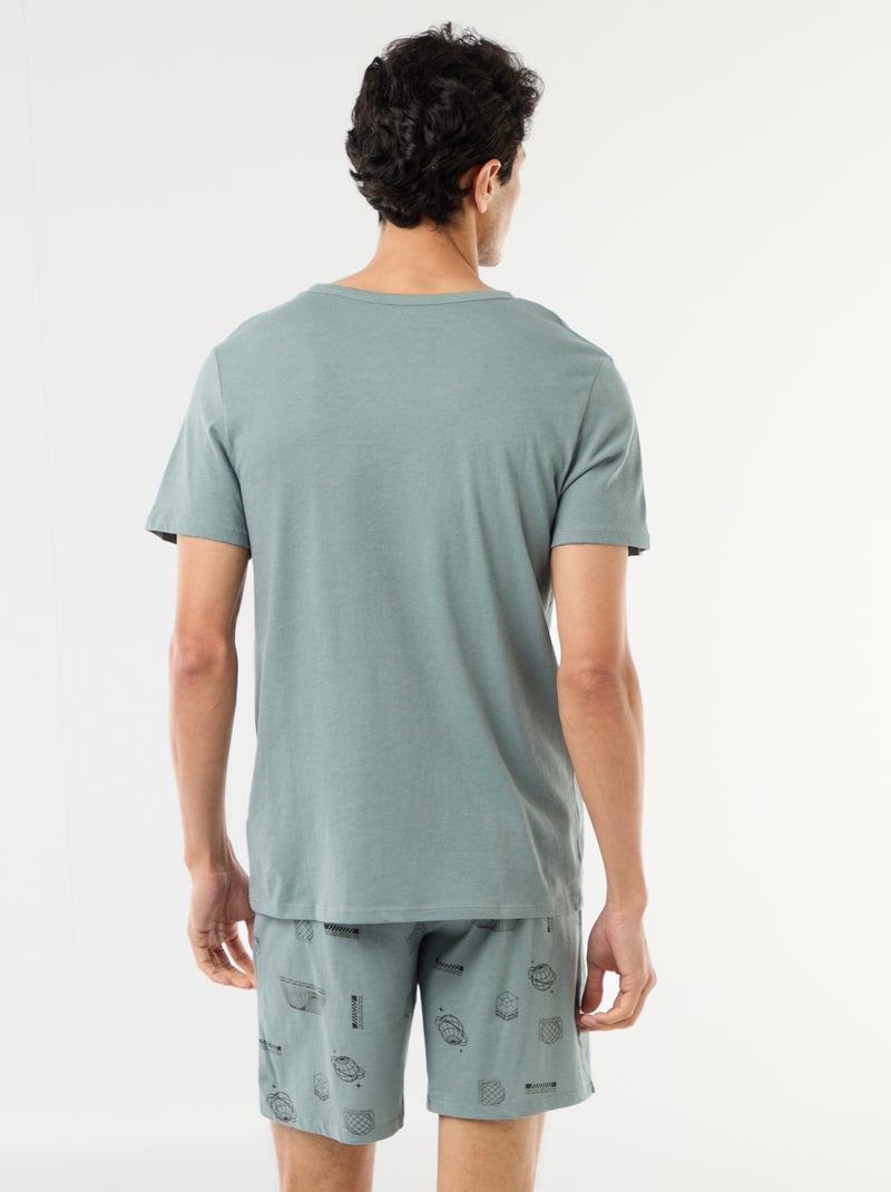 Conjunto pijama corto camiseta + pantalón corto - 2 piezas Azul - Kiabi
