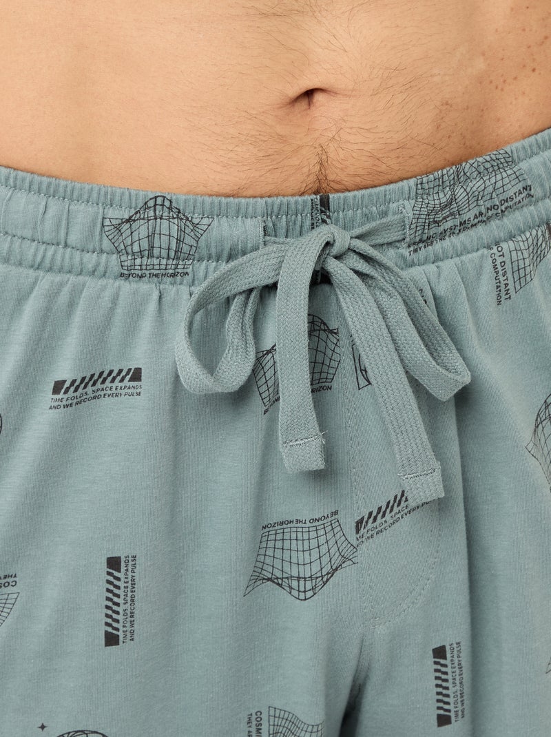 Conjunto pijama corto camiseta + pantalón corto - 2 piezas Azul - Kiabi